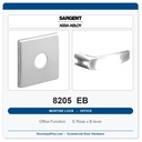 Sargent 8205 EB Trim Office or Entry Mortise Lockset | LA Keyway, Grade 1 Commercial