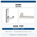 Sargent 8205 FEF Trim Office or Entry Mortise Lockset | LA Keyway, Grade 1 Commercial