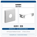 Sargent 8291 EB Trim All Purpose Holdback Mortise Lockset | LA Keyway, Grade 1 Commercial