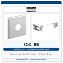 Sargent 8243 EB Trim Apartment Corridor Door Mortise Lockset | LA Keyway, Grade 1 Commercial