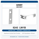 Sargent 8243 LW1B Trim Apartment Corridor Door Mortise Lockset | LA Keyway, Grade 1 Commercial