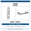 Sargent 8247 LW1J Trim Front Door or Apartment Corridor Door Mortise Lockset | LA Keyway, Grade 1 Commercial