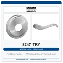 Sargent 8247 TRY Trim Front Door or Apartment Corridor Door Mortise Lockset | LA Keyway, Grade 1 Commercial