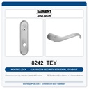 Sargent 8242 TEY Trim Classroom Security Intruder Latchbolt Mortise Lockset | LA Keyway, Grade 1 Commercial