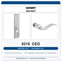 Sargent 8216 CEG Trim Apartment, Exit or Public Restroom Mortise Lockset | LA Keyway, Grade 1 Commercial