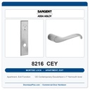 Sargent 8216 CEY Trim Apartment, Exit or Public Restroom Mortise Lockset | LA Keyway, Grade 1 Commercial