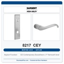 Sargent 8217 CEY Trim Asylum or Institutional Mortise Lockset | LA Keyway, Grade 1 Commercial