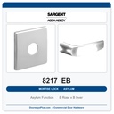 Sargent 8217 EB Trim Asylum or Institutional Mortise Lockset | LA Keyway, Grade 1 Commercial