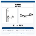 Sargent 8216 FEJ Trim Apartment, Exit or Public Restroom Mortise Lockset | LA Keyway, Grade 1 Commercial