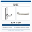 Sargent 8216 FEW Trim Apartment, Exit or Public Restroom Mortise Lockset | LA Keyway, Grade 1 Commercial