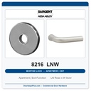Sargent 8216 LNW Trim Apartment, Exit or Public Restroom Mortise Lockset | LA Keyway, Grade 1 Commercial