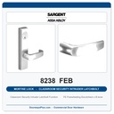 Sargent 8238 FEB Trim Classroom Security Intruder Latchbolt Mortise Lockset | LA Keyway, Grade 1 Commercial