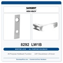 Sargent 8292 LW1B Trim All Purpose Holdback Mortise Lockset | LA Keyway, Grade 1 Commercial