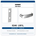 Sargent 8246 LW1L Trim Dormitory or Exit Mortise Lockset | LA Keyway, Grade 1 Commercial