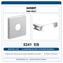 Sargent 8241 EB Trim Classroom Security Intruder Deadbolt Mortise Lockset | LA Keyway, Grade 1 Commercial