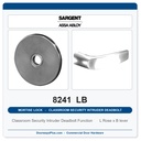 Sargent 8241 LB Trim Classroom Security Intruder Deadbolt Mortise Lockset | LA Keyway, Grade 1 Commercial