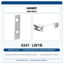 Sargent 8241 LW1B Trim Classroom Security Intruder Deadbolt Mortise Lockset | LA Keyway, Grade 1 Commercial