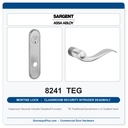 Sargent 8241 TEG Trim Classroom Security Intruder Deadbolt Mortise Lockset | LA Keyway, Grade 1 Commercial