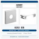Sargent 8252 EB Trim Institutional Deadbolt Mortise Lockset | LA Keyway, Grade 1 Commercial