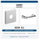 Sargent 8239 EJ Trim Classroom Security Intruder Deadbolt Mortise Lockset | LA Keyway, Grade 1 Commercial
