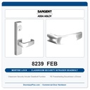 Sargent 8239 FEB Trim Classroom Security Intruder Deadbolt Mortise Lockset | LA Keyway, Grade 1 Commercial