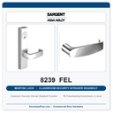 Sargent 8239 FEL Trim Classroom Security Intruder Deadbolt Mortise Lockset | LA Keyway, Grade 1 Commercial