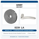 Sargent 8239 LA Trim Classroom Security Intruder Deadbolt Mortise Lockset | LA Keyway, Grade 1 Commercial