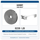 Sargent 8239 LB Trim Classroom Security Intruder Deadbolt Mortise Lockset | LA Keyway, Grade 1 Commercial