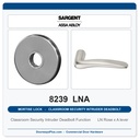Sargent 8239 LNA Trim Classroom Security Intruder Deadbolt Mortise Lockset | LA Keyway, Grade 1 Commercial
