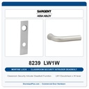 Sargent 8239 LW1W Trim Classroom Security Intruder Deadbolt Mortise Lockset | LA Keyway, Grade 1 Commercial