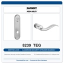 Sargent 8239 TEG Trim Classroom Security Intruder Deadbolt Mortise Lockset | LA Keyway, Grade 1 Commercial