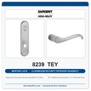 Sargent 8239 TEY Trim Classroom Security Intruder Deadbolt Mortise Lockset | LA Keyway, Grade 1 Commercial