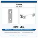 Sargent 8240 LSB Trim Classroom Security Intruder Deadbolt Mortise Lockset | LA Keyway, Grade 1 Commercial