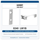 Sargent 8240 LW1B Trim Classroom Security Intruder Deadbolt Mortise Lockset | LA Keyway, Grade 1 Commercial