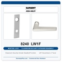 Sargent 8240 LW1F Trim Classroom Security Intruder Deadbolt Mortise Lockset | LA Keyway, Grade 1 Commercial