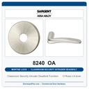 Sargent 8240 OA Trim Classroom Security Intruder Deadbolt Mortise Lockset | LA Keyway, Grade 1 Commercial