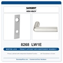 Sargent 8268 LW1E Trim Mortise Privacy Latchset with Independent Deadbolt | Grade 1 Commercial