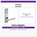 Accentra VICN 8808FL Classroom Mortise Lockset | Grade 1, ANSI F05, 626 Satin Chrome