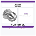 Accentra COR 8811-2K Classroom Deadbolt Mortise Lockset – Grade 1 Security