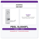 Accentra PBSL SL8840FL Storeroom Deadbolt Mortise Lockset – Grade 1 Security