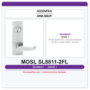 Accentra MOSL SL8811-2FL Classroom Deadbolt Mortise Lockset – Grade 1 Security