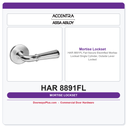 Accentra HAR 8891FL Fail Secure Electrified Mortise Lockset – Single Cylinder, Outside Lever Locked