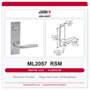 Corbin Russwin ML2057 RSM Storeroom or Closet Mortise Lockset | Grade 1 Commercial