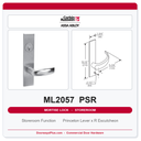 Corbin Russwin ML2057 PSR Storeroom or Closet Mortise Lockset | Grade 1 Commercial