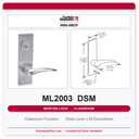 Corbin Russwin ML2003 DSM Classroom Mortise Lockset | Grade 1 Commercial