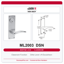 Corbin Russwin ML2003 DSN Classroom Mortise Lockset | Grade 1 UL Listed