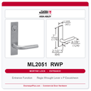 Corbin Russwin ML2051 RWP Entrance or Office Mortise Lockset | Grade 1 Commercial