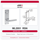 Corbin Russwin ML2051 RSN Entrance or Office Mortise Lockset | Grade 1 Commercial