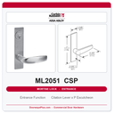 Corbin Russwin ML2051 CSP Entrance or Office Mortise Lockset | Grade 1 Commercial