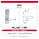 Corbin Russwin ML2055 DSN Classroom Mortise Lockset | Grade 1 UL Listed